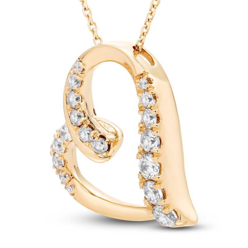 Main Image 2 of Diamond Heart Pendant Necklace 3/4 ct tw Round 18K Yellow Gold