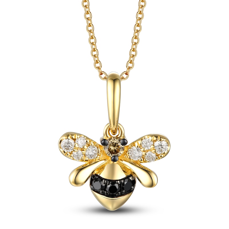 Main Image 1 of Le Vian Diamond Bee Pendant Necklace 1/5 ct tw Round 14K Honey Gold 18"