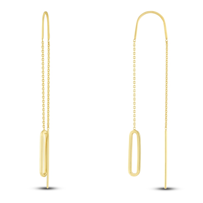 Paper Clip Threader Earrings 14K Yellow Gold