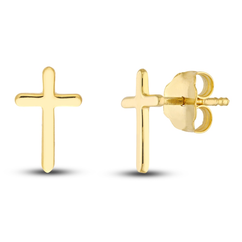 Main Image 1 of Cross Stud Earrings 14K Yellow Gold
