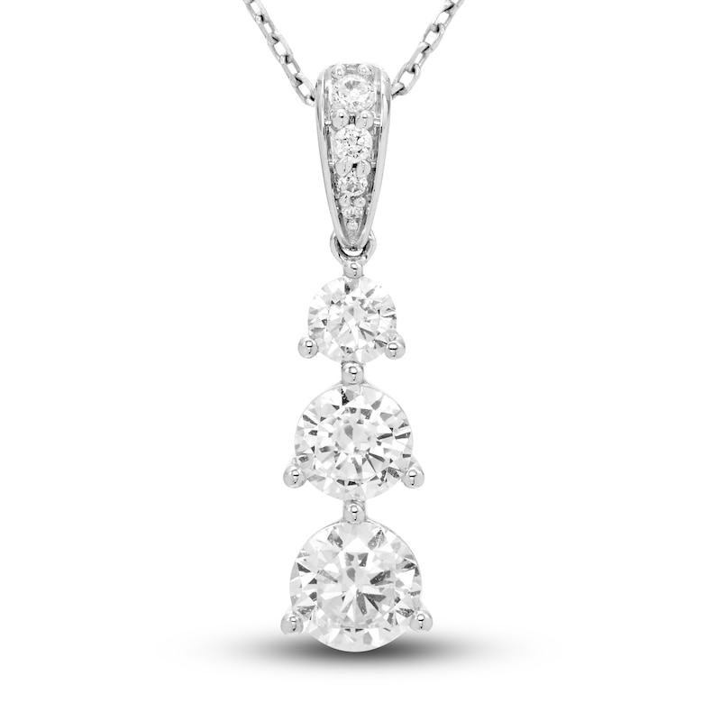 Diamond 3-Stone Necklace 2 ct tw Round 18K White Gold