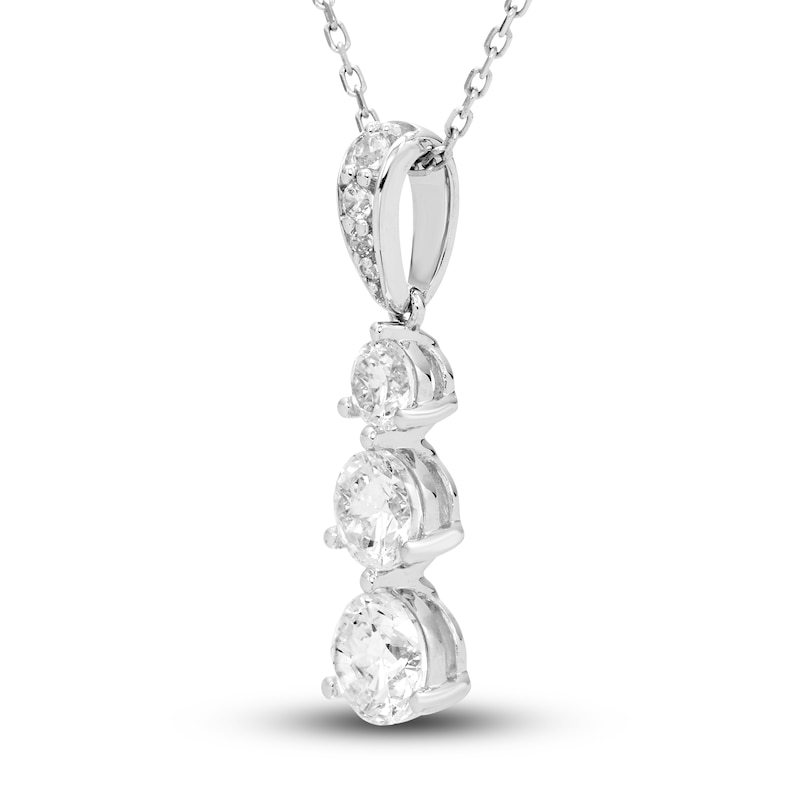 Diamond 3-Stone Necklace 2 ct tw Round 18K White Gold