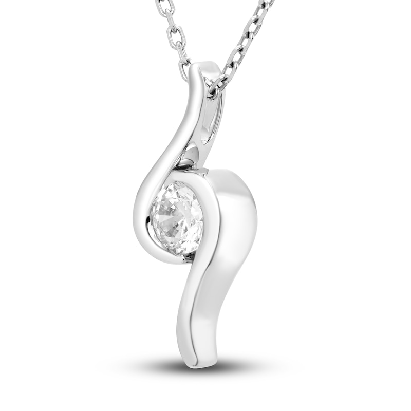 Main Image 2 of Diamond Swirl Necklace 1/4 ct tw Round 18K White Gold