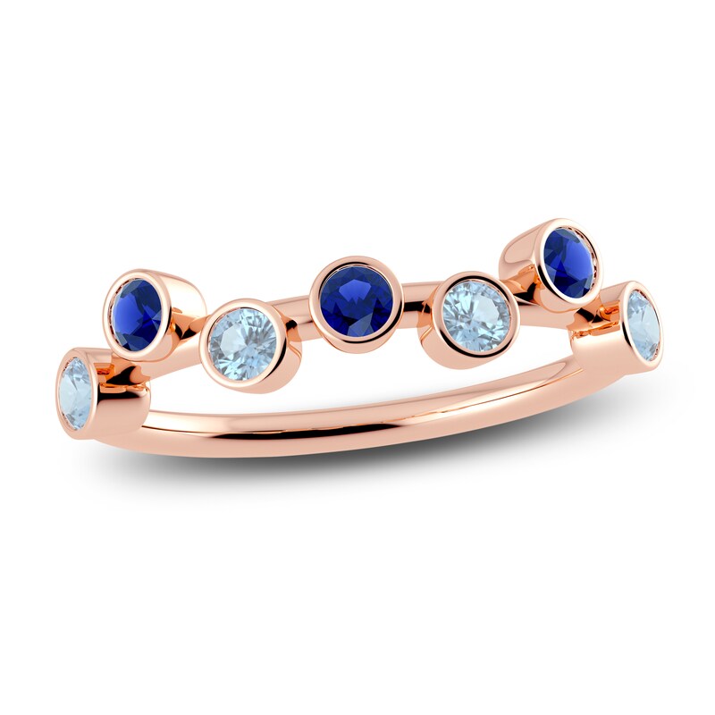 Main Image 1 of Juliette Maison Natural Aquamarine & Natural Blue Sapphire Ring 10K Rose Gold