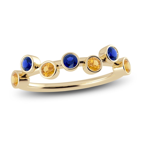 Juliette Maison Natural Blue Sapphire & Natural Citrine Ring 10K Yellow Gold
