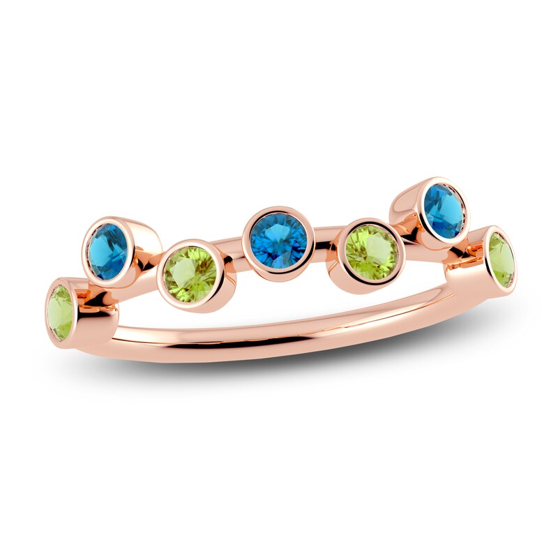 Main Image 1 of Juliette Maison Natural Peridot & Natural Blue Zircon Ring 10K Rose Gold