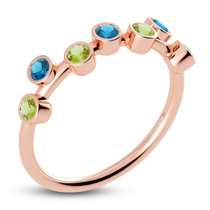 Main Image 2 of Juliette Maison Natural Peridot & Natural Blue Zircon Ring 10K Rose Gold