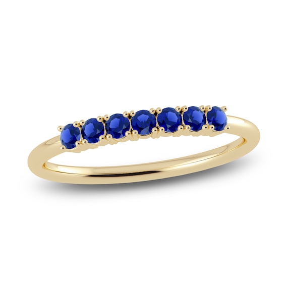Juliette Maison Natural Blue Sapphire Half Eternity Ring 10K Yellow Gold