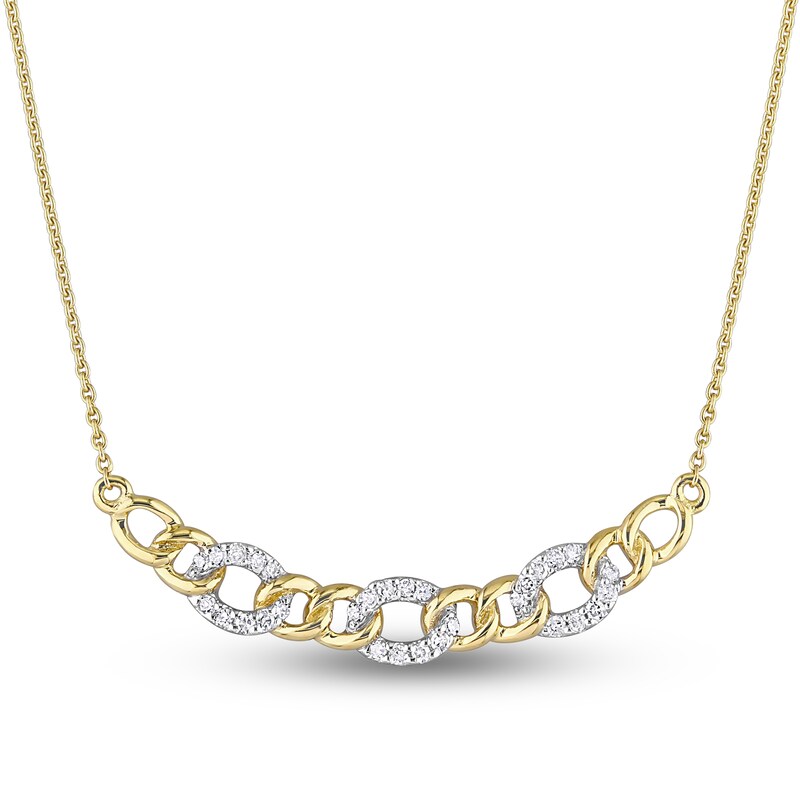 Main Image 1 of Diamond Oval Link Necklace 1/10 ct tw Round 10K Yellow Gold 17"