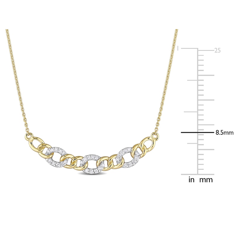 Main Image 3 of Diamond Oval Link Necklace 1/10 ct tw Round 10K Yellow Gold 17"