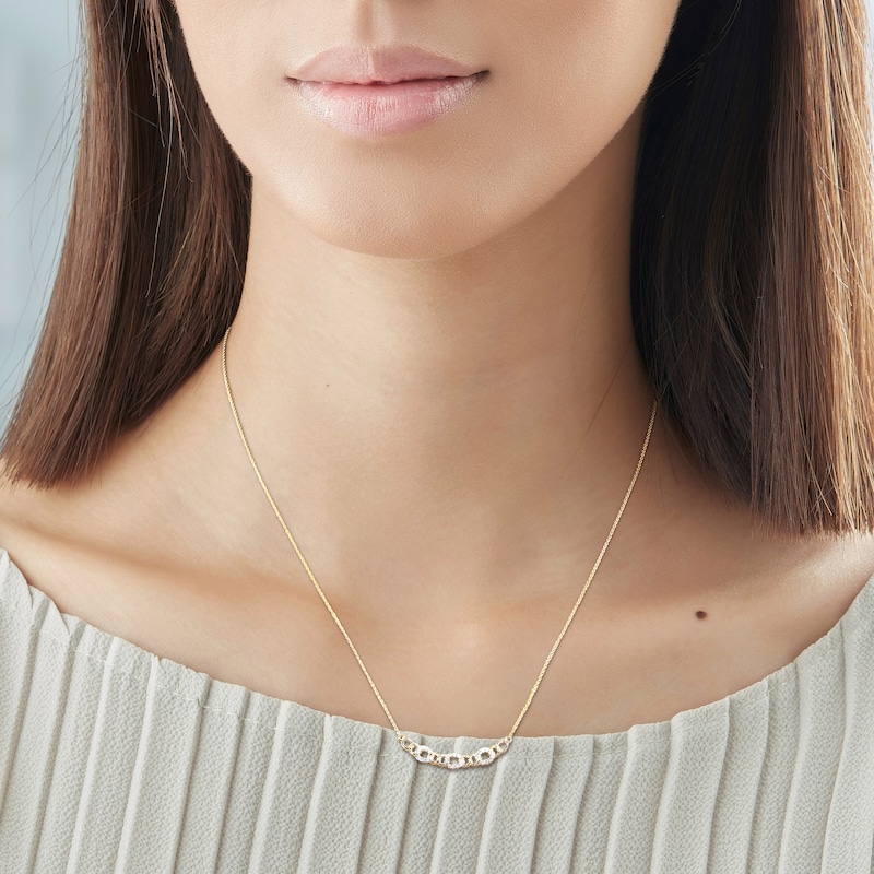 Main Image 5 of Diamond Oval Link Necklace 1/10 ct tw Round 10K Yellow Gold 17"