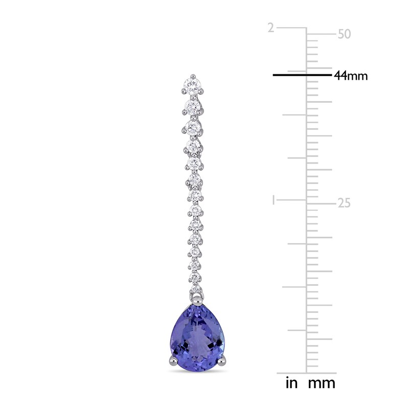 Natural Tanzanite Drop Earrings 3/4 ct tw Round 14K White Gold