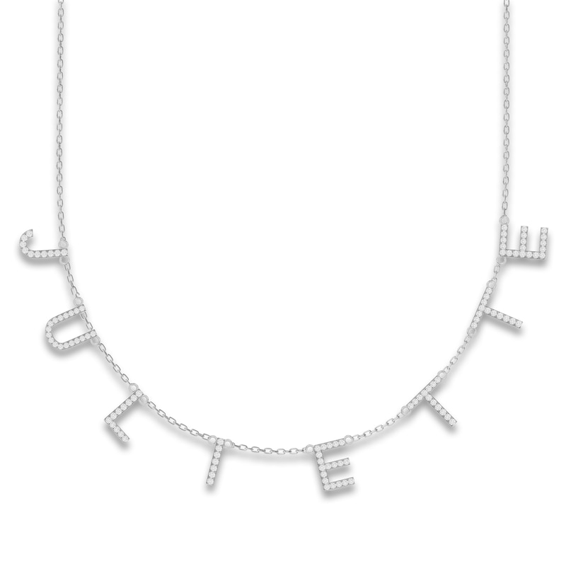 Juliette Maison Diamond Station Name Necklace 1-1/8 ct tw Round 10K White Gold