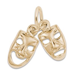 Comedy & Tragedy Masks Charm 14K Yellow Gold