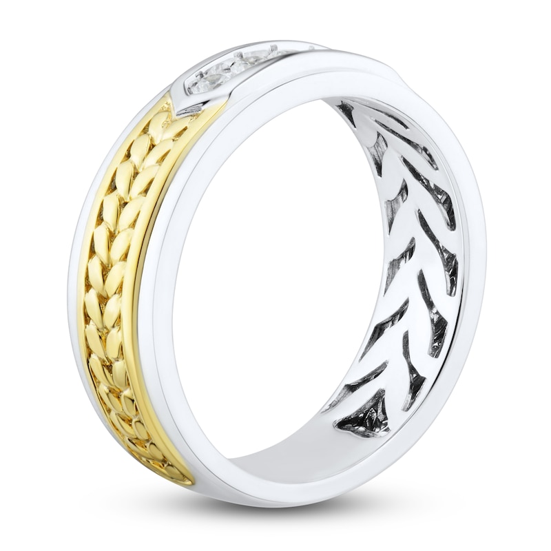 Main Image 2 of Men's Diamond Wedding Band 1/4 ct tw Round 14K Two-Tone Gold