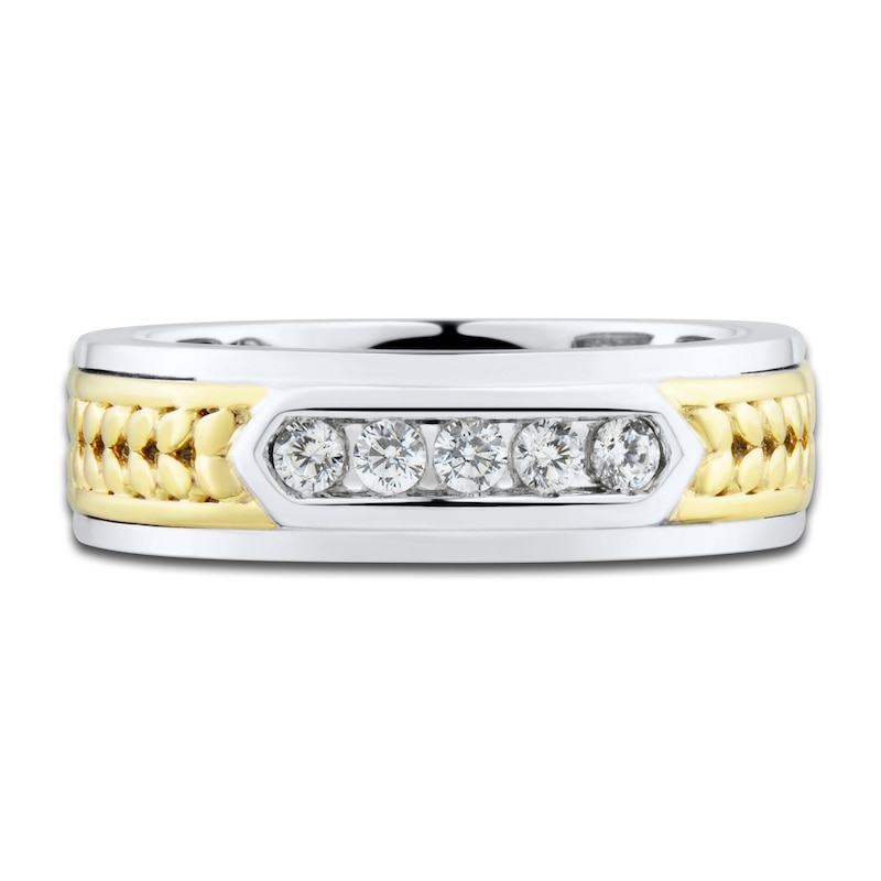 Main Image 3 of Men's Diamond Wedding Band 1/4 ct tw Round 14K Two-Tone Gold
