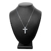 Thumbnail Image 4 of Diamond Cross Pendant Necklace 1-1/4 ct tw Round/Baguette 14K White Gold 18"