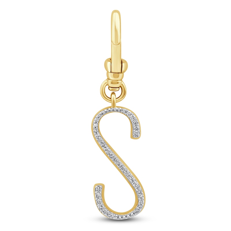 Charm'd by Lulu Frost Diamond Letter S Charm 1/15 ct tw Pavé Round 10K Yellow Gold