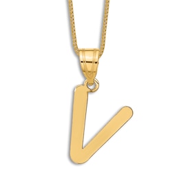 Initial V Necklace 14K Yellow Gold 18"