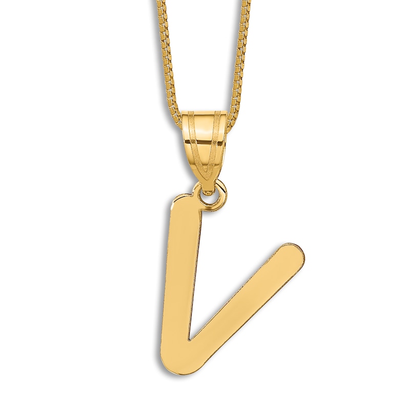 Main Image 1 of Initial V Necklace 14K Yellow Gold 18"
