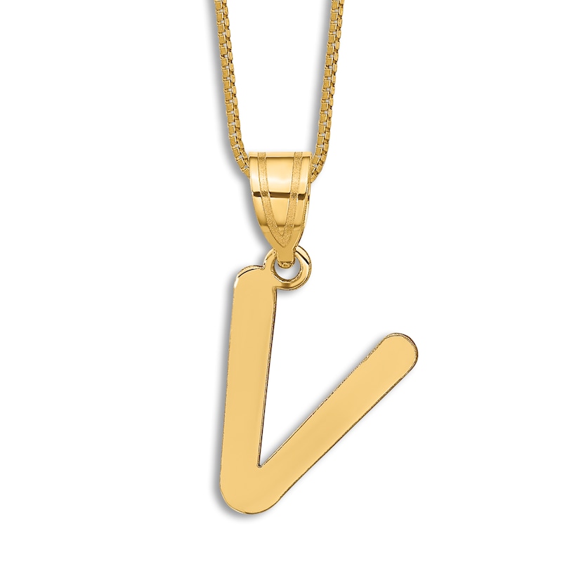 14K Yellow Gold Initial V Necklace