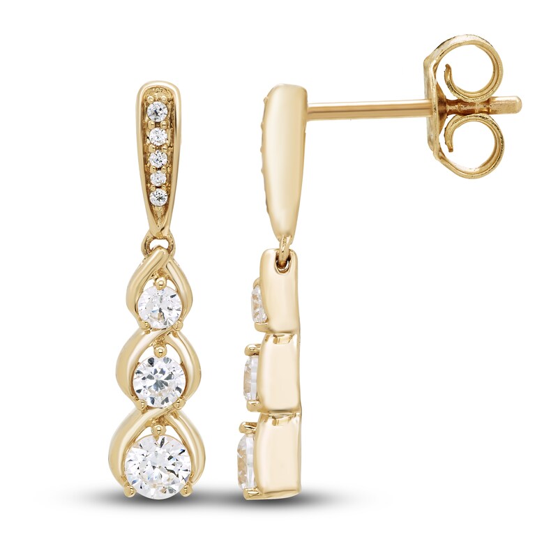 Hearts Desire Diamond 3-Stone Earrings 1/2 ct tw Round 18K Yellow Gold