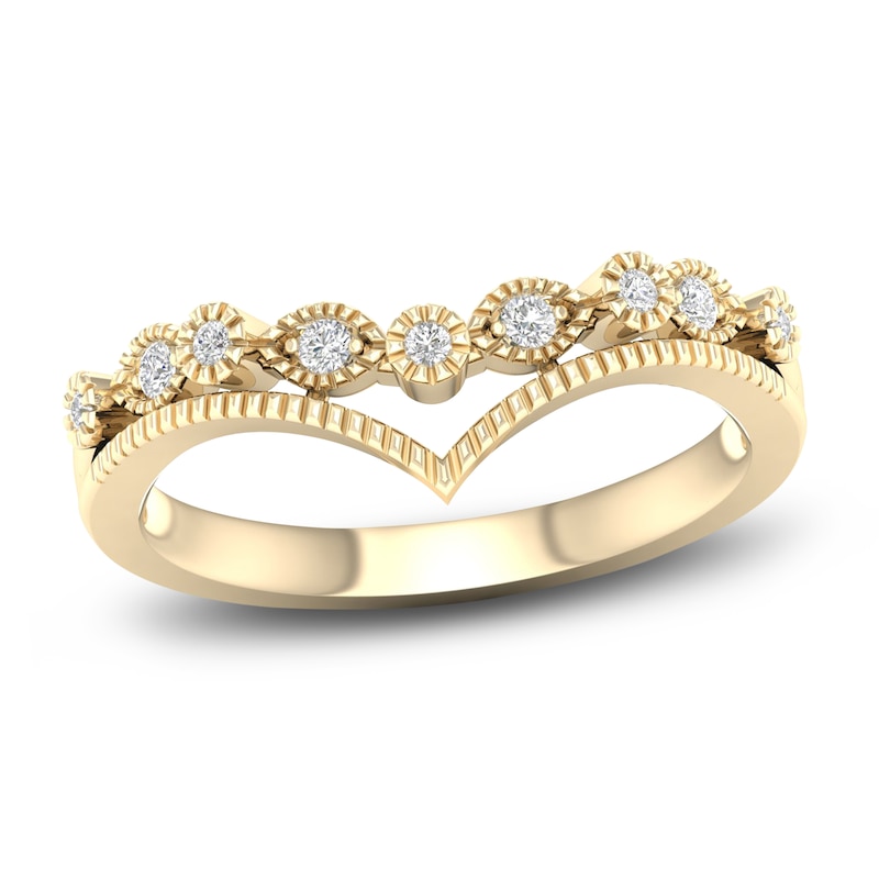 Main Image 1 of Diamond Milgrain Ring 1/10 ct tw Round 14K Yellow Gold