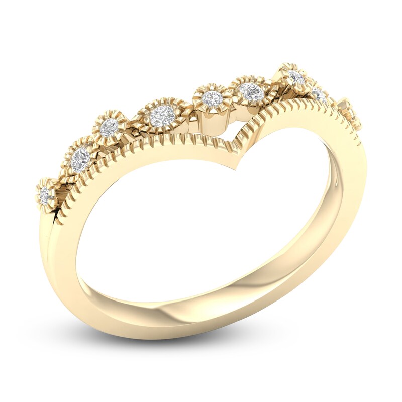 Main Image 2 of Diamond Milgrain Ring 1/10 ct tw Round 14K Yellow Gold