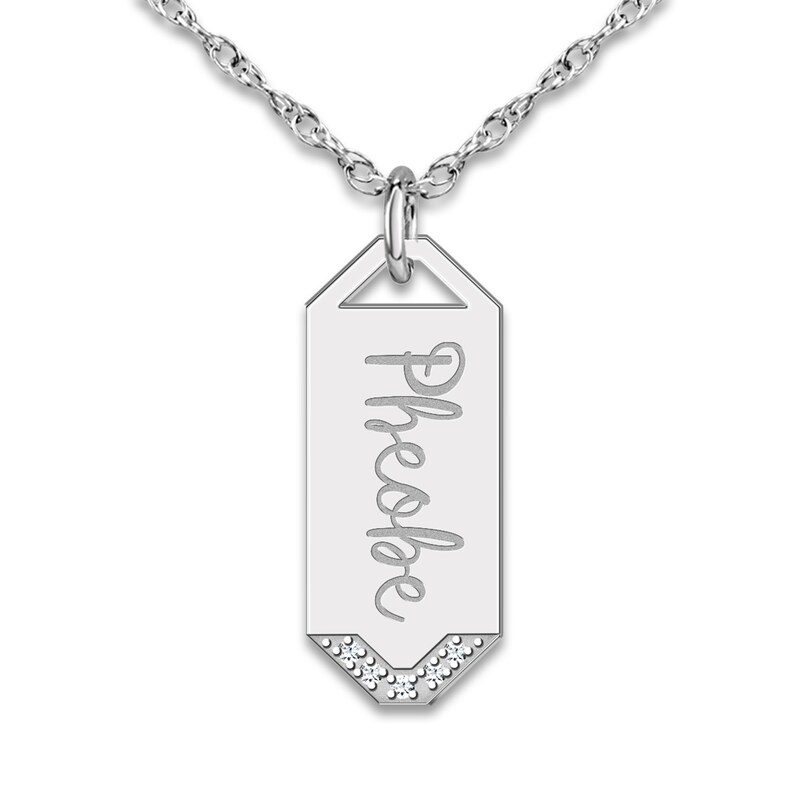 Main Image 1 of Initial Pendant Necklace Diamond Accents 10K White Gold 18"