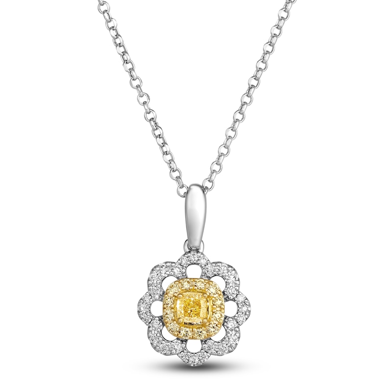 Le Vian Sunny Yellow Diamond Pendant Necklace 1/2 ct tw Round 14K Two-Tone Gold 19"