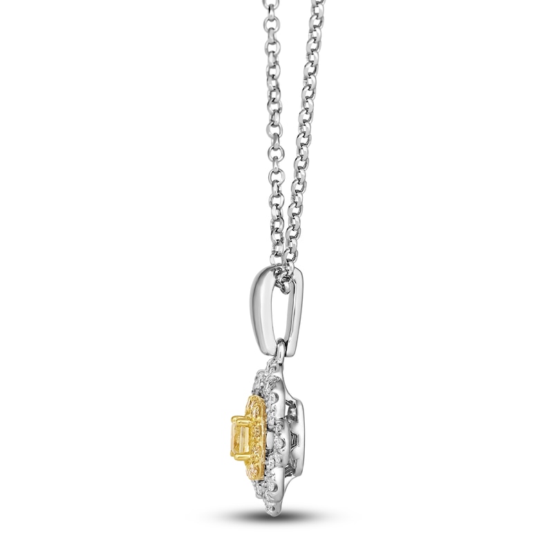 Main Image 2 of Le Vian Sunny Yellow Diamond Pendant Necklace 1/2 ct tw Round 14K Two-Tone Gold 19"