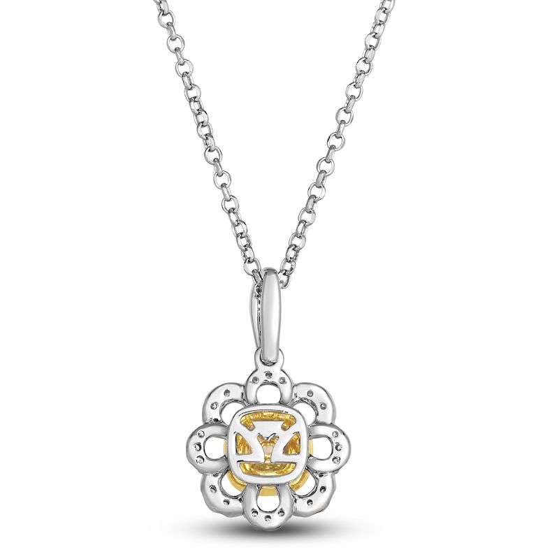 Main Image 3 of Le Vian Sunny Yellow Diamond Pendant Necklace 1/2 ct tw Round 14K Two-Tone Gold 19"