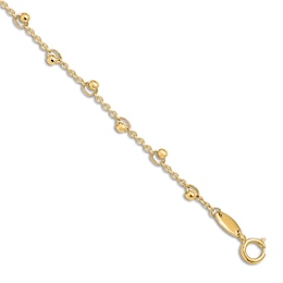 Diamond-Cut Bead Anklet 14K Yellow Gold 9"