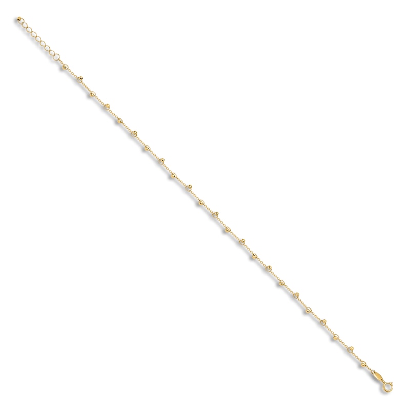 Main Image 2 of Diamond-Cut Bead Anklet 14K Yellow Gold 9"
