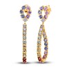 Thumbnail Image 1 of Kallati Round-Cut Natural Multi-Sapphire Earrings 1/8 ct tw Diamonds 14K Yellow Gold