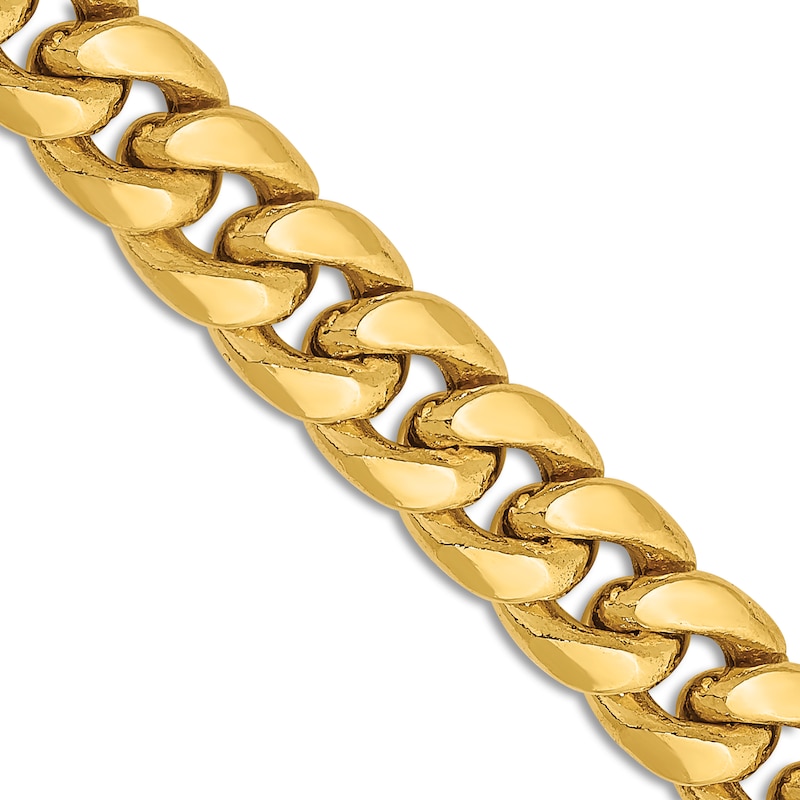 Semi-Solid Miami Cuban Link Necklace 14K Yellow Gold 22" 7.3mm