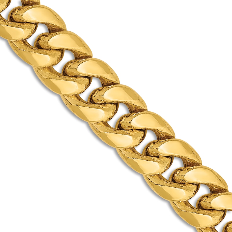 Main Image 1 of Semi-Solid Miami Cuban Link Necklace 14K Yellow Gold 22" 7.3mm