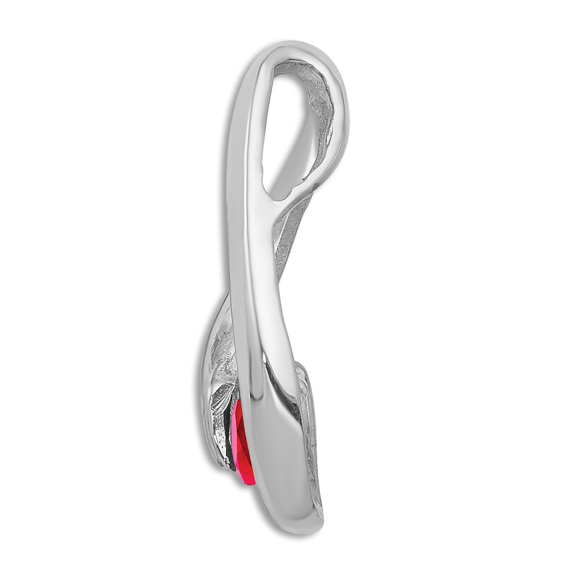 Natural Ruby Pendant Charm 14K White Gold
