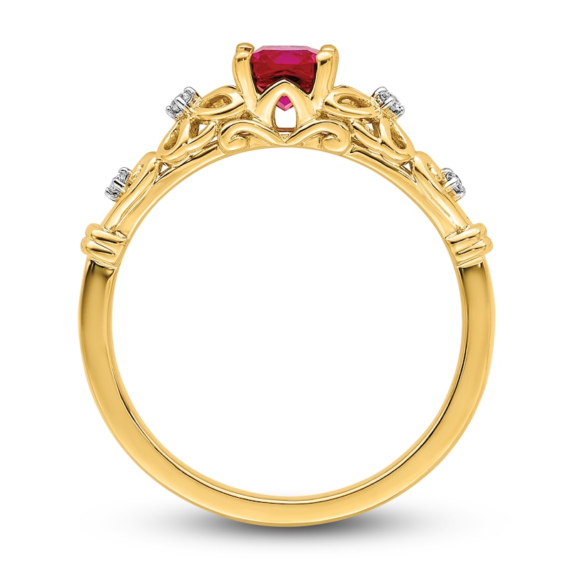 Main Image 2 of Natural Ruby Ring Diamond Accents 14K Yellow Gold