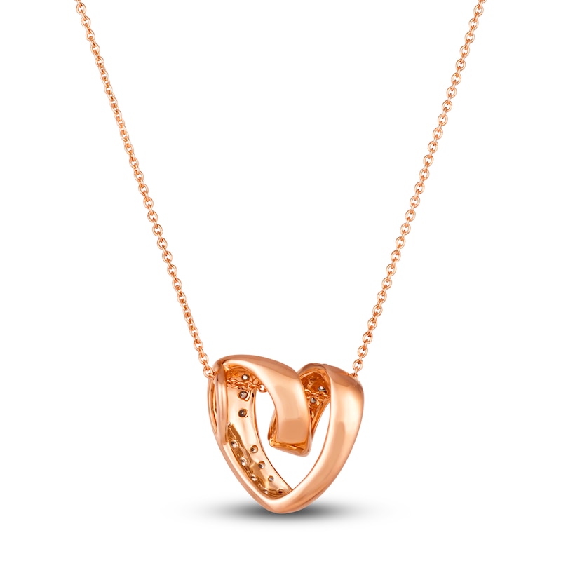 Main Image 3 of Le Vian Diamond Heart Pendant Necklace 5/8 ct tw Round 14K Strawberry Gold 19"