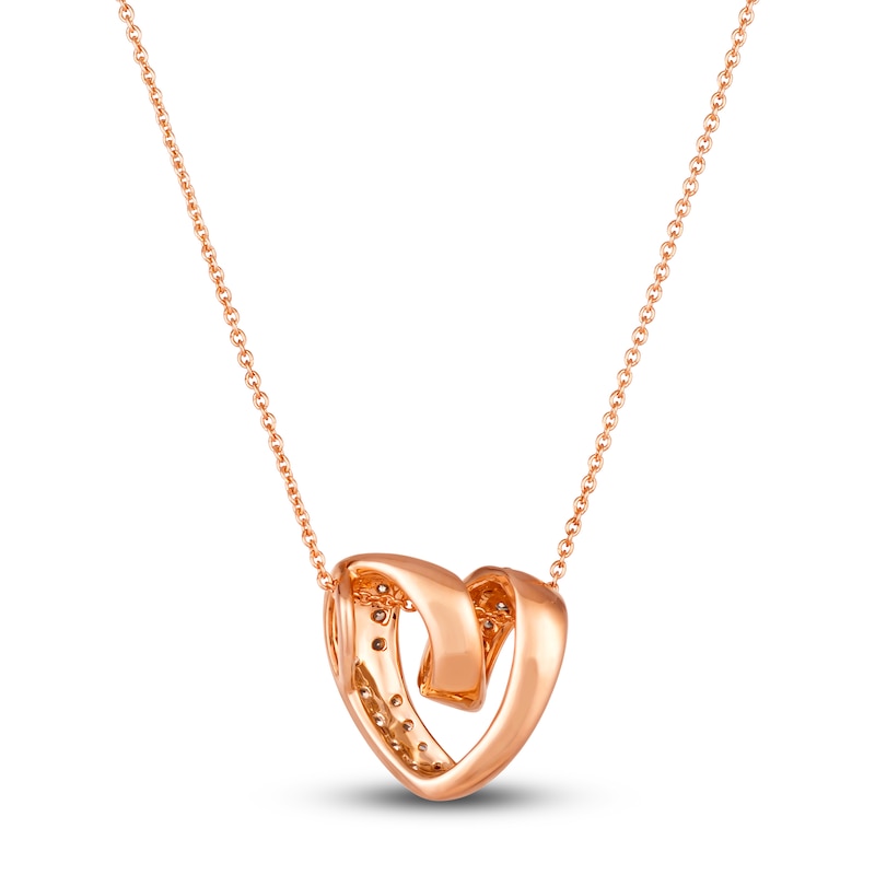 Le Vian Diamond Heart Pendant Necklace 5/8 ct tw Round 14K Strawberry Gold 19"