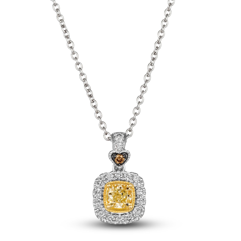 Le Vian Sunny Yellow Diamond Pendant Necklace 3/4 ct tw Round 14K Two-Tone Gold 19"