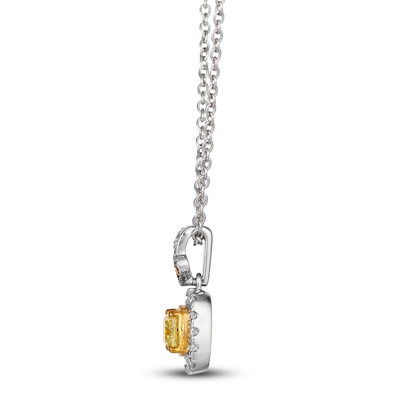Main Image 2 of Le Vian Sunny Yellow Diamond Pendant Necklace 3/4 ct tw Round 14K Two-Tone Gold 19"