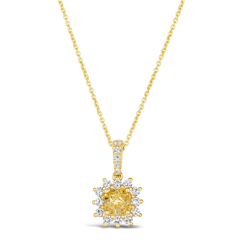 Main Image 1 of Le Vian Sunny Yellow Diamond Pendant Necklace 7/8 ct tw Cushion/Round 14K Honey Gold 18"