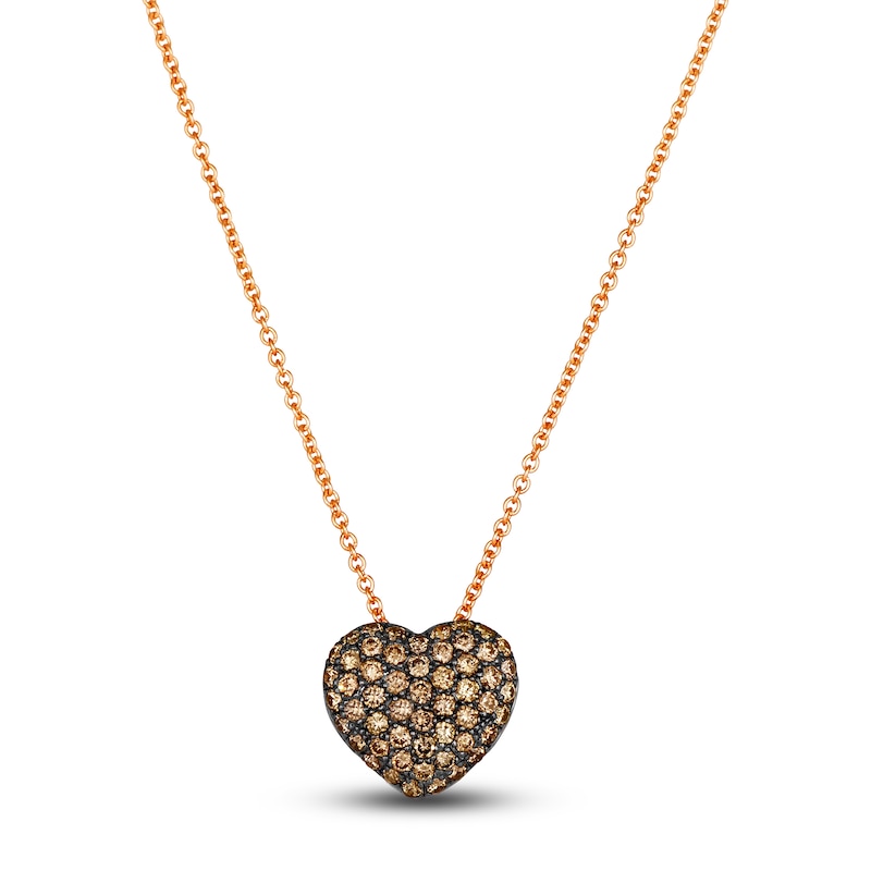 Main Image 1 of Le Vian Diamond Heart Pendant Necklace 1/2 ct tw Round 14K Strawberry Gold 19"