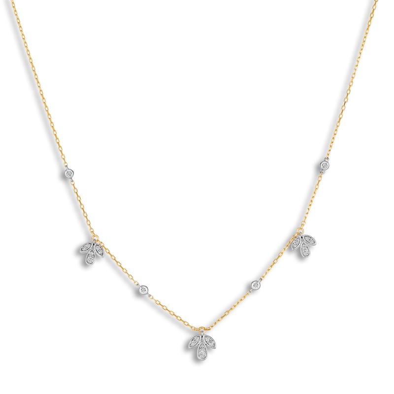 Main Image 1 of Le Vian Diamond Station Necklace 1/4 ct tw Round 14K Two-Tone Gold 17"