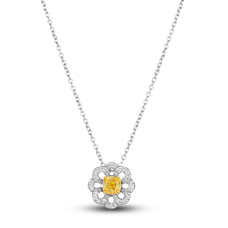 Le Vian Sunny Yellow Diamond Pendant Necklace 1/3 ct tw Round 14K Two-Tone Gold 19"