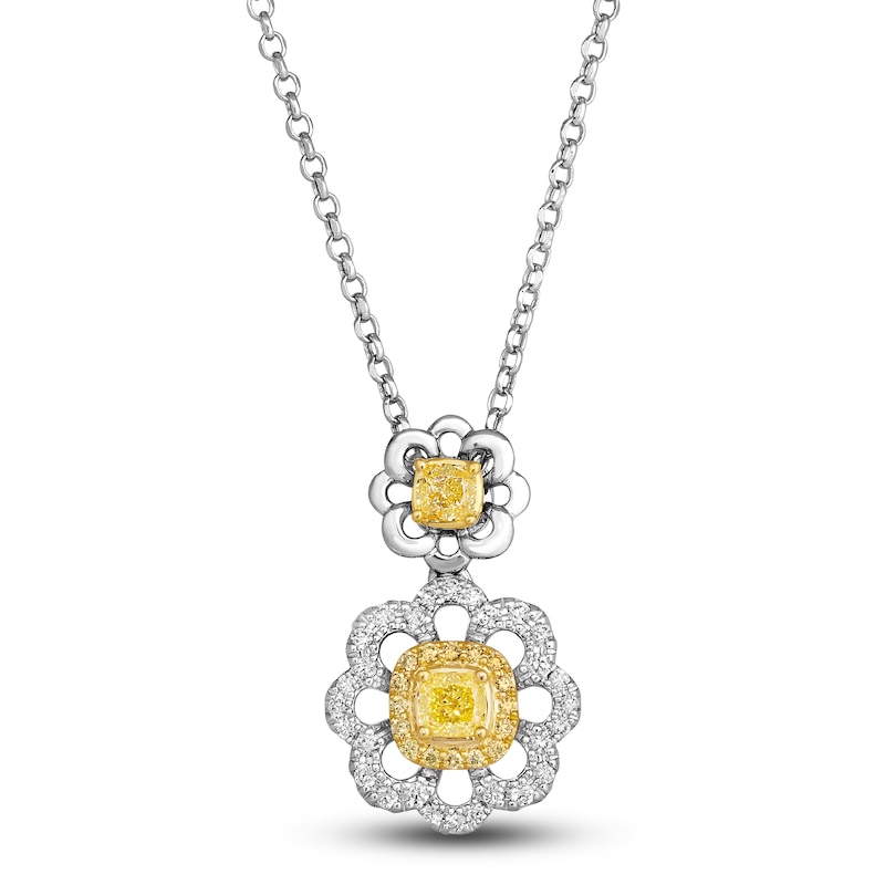 Le Vian Sunny Yellow Diamond Pendant Necklace 5/8 ct tw Round 14K Two-Tone Gold 19"