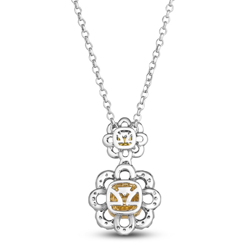 Main Image 3 of Le Vian Sunny Yellow Diamond Pendant Necklace 5/8 ct tw Round 14K Two-Tone Gold 19"