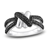 Thumbnail Image 0 of Y-Knot Black Diamond Ring 1/2 ct tw Round 14K White Gold